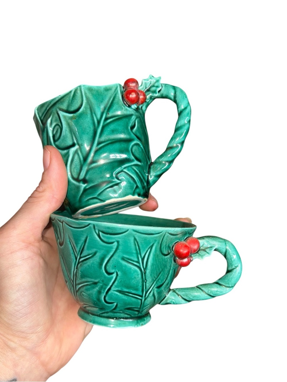 Vintage Lefton holly mug and teacup